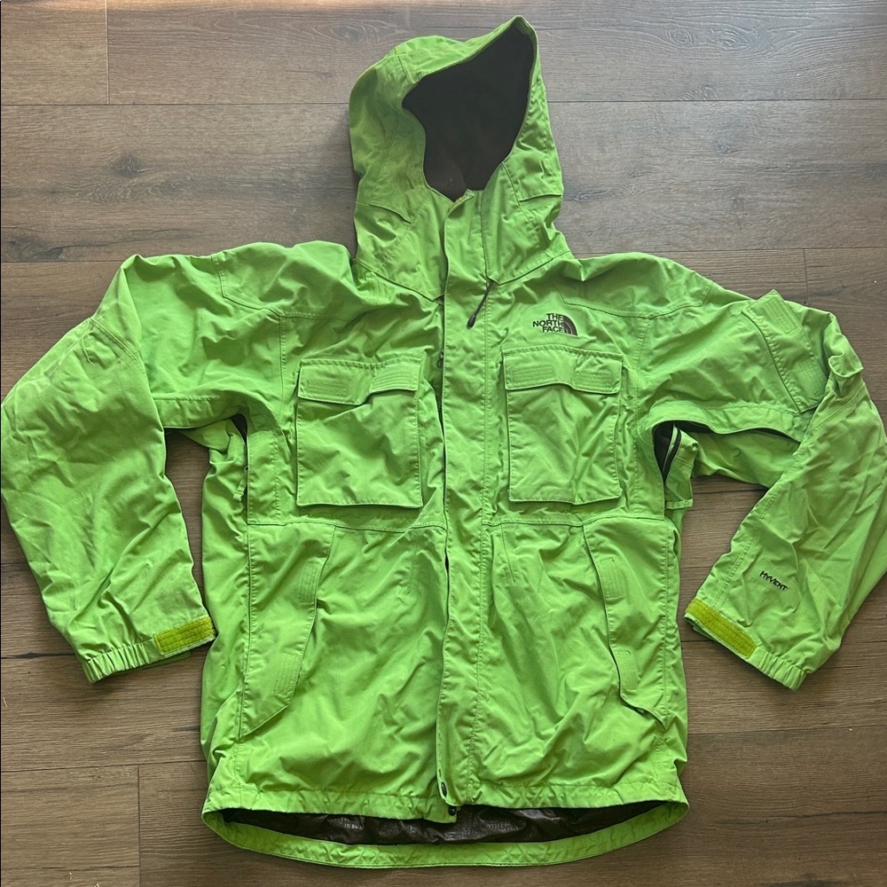 The North Face Snowboard Ski Neon Green Hooded Shell Jacket !! Medium